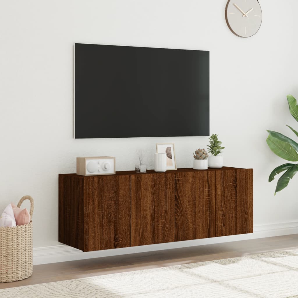 Meubles TV muraux lumières LED 2 pcs chêne marron 60x35x41 cm - XIOS