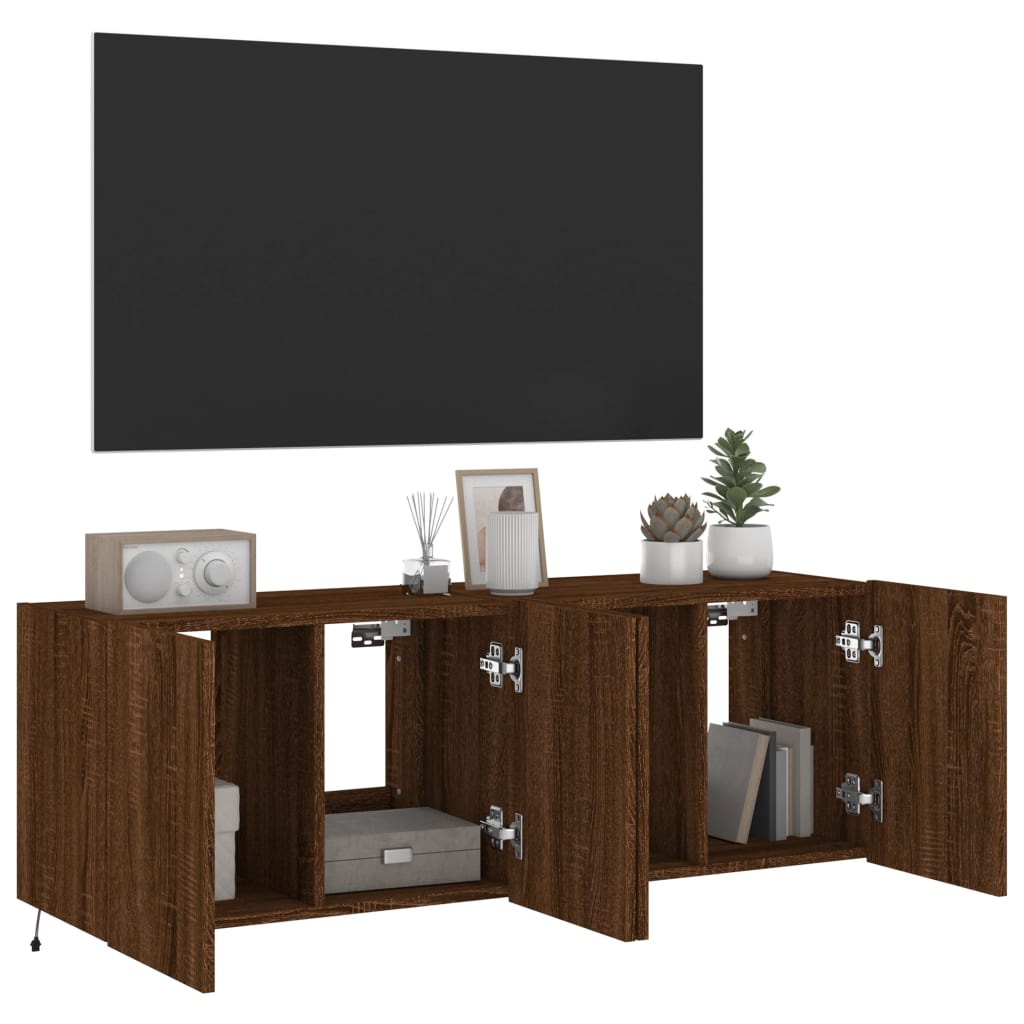 Meubles TV muraux lumières LED 2 pcs chêne marron 60x35x41 cm - XIOS
