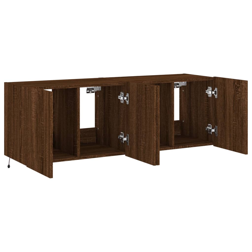 Meubles TV muraux lumières LED 2 pcs chêne marron 60x35x41 cm - XIOS
