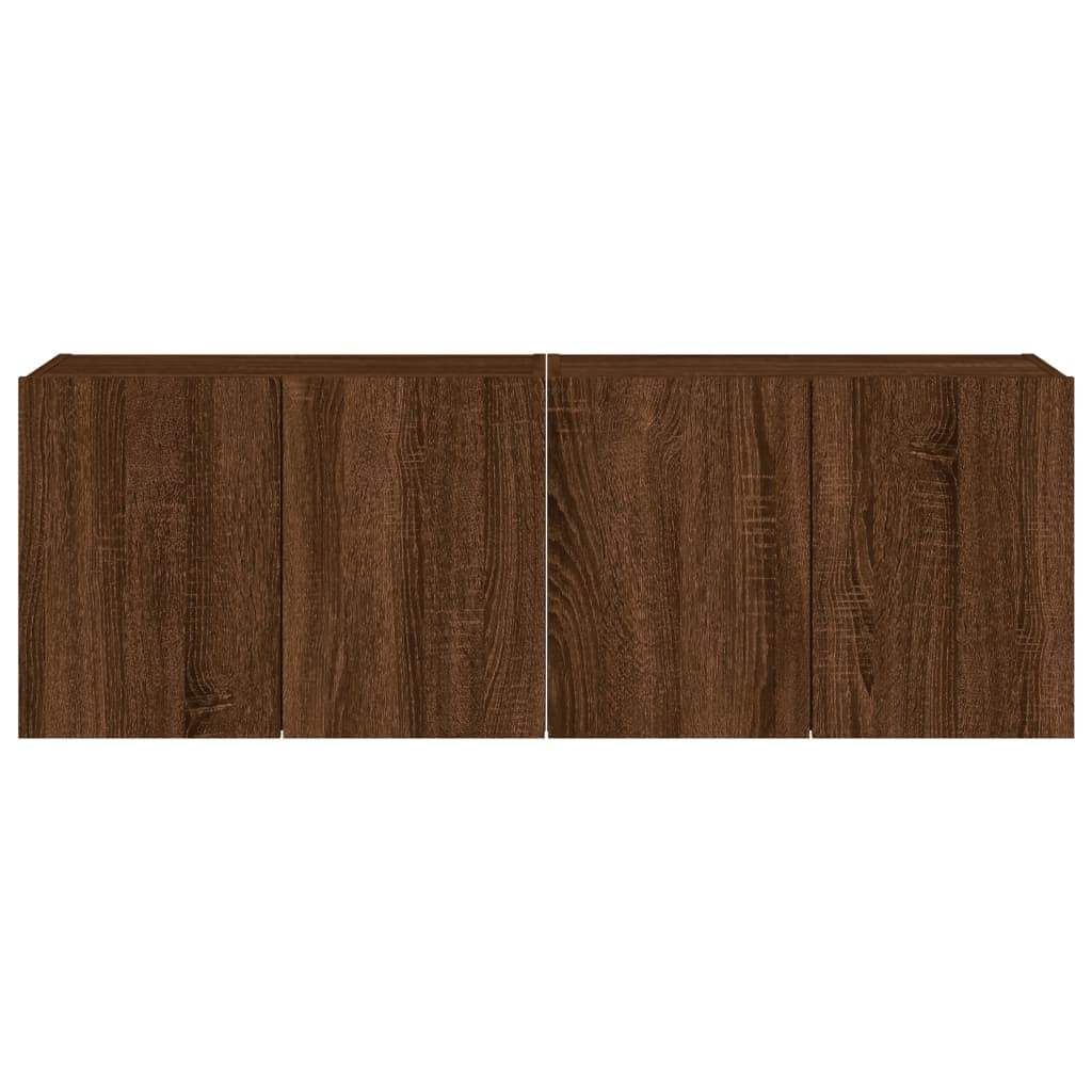 Meubles TV muraux lumières LED 2 pcs chêne marron 60x35x41 cm - XIOS