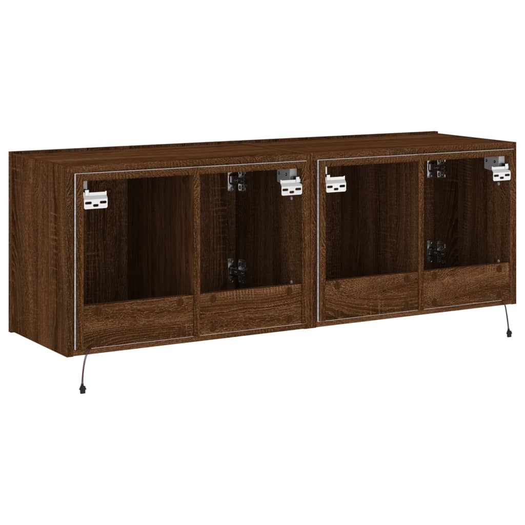 Meubles TV muraux lumières LED 2 pcs chêne marron 60x35x41 cm - XIOS