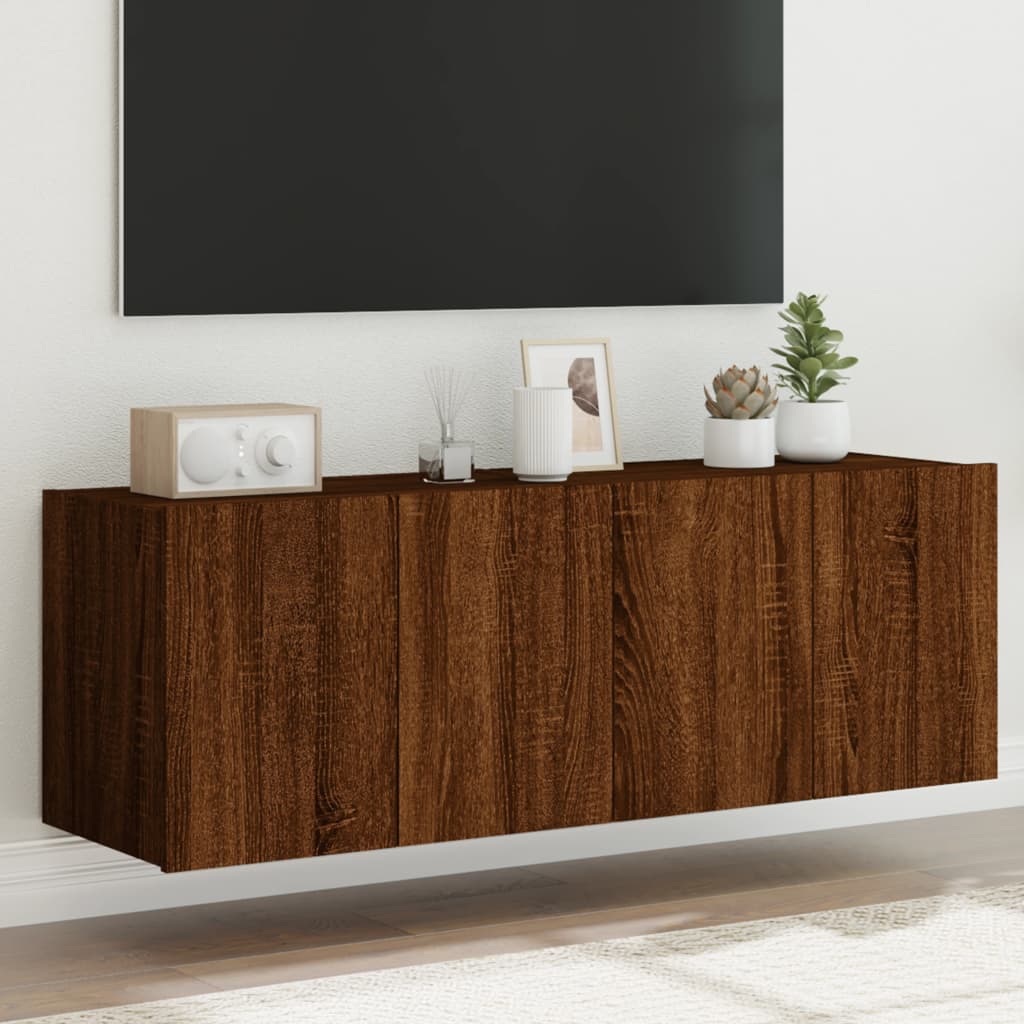 Meubles TV muraux lumières LED 2 pcs chêne marron 60x35x41 cm - XIOS