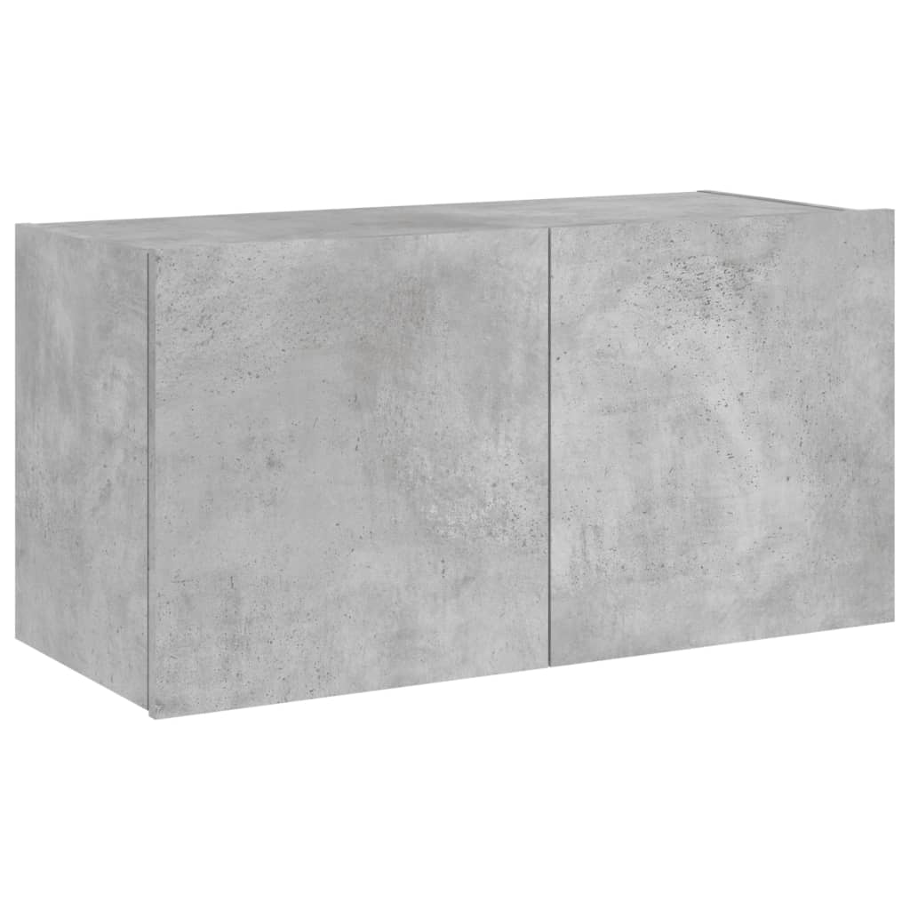 Meuble TV mural avec lumières LED gris béton 80x35x41 cm - XIOS