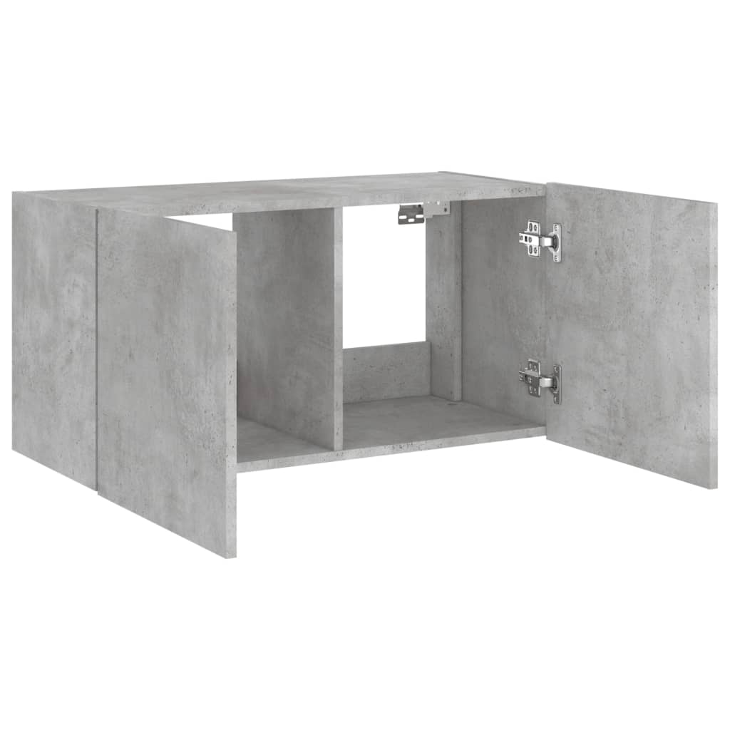 Meuble TV mural avec lumières LED gris béton 80x35x41 cm - XIOS