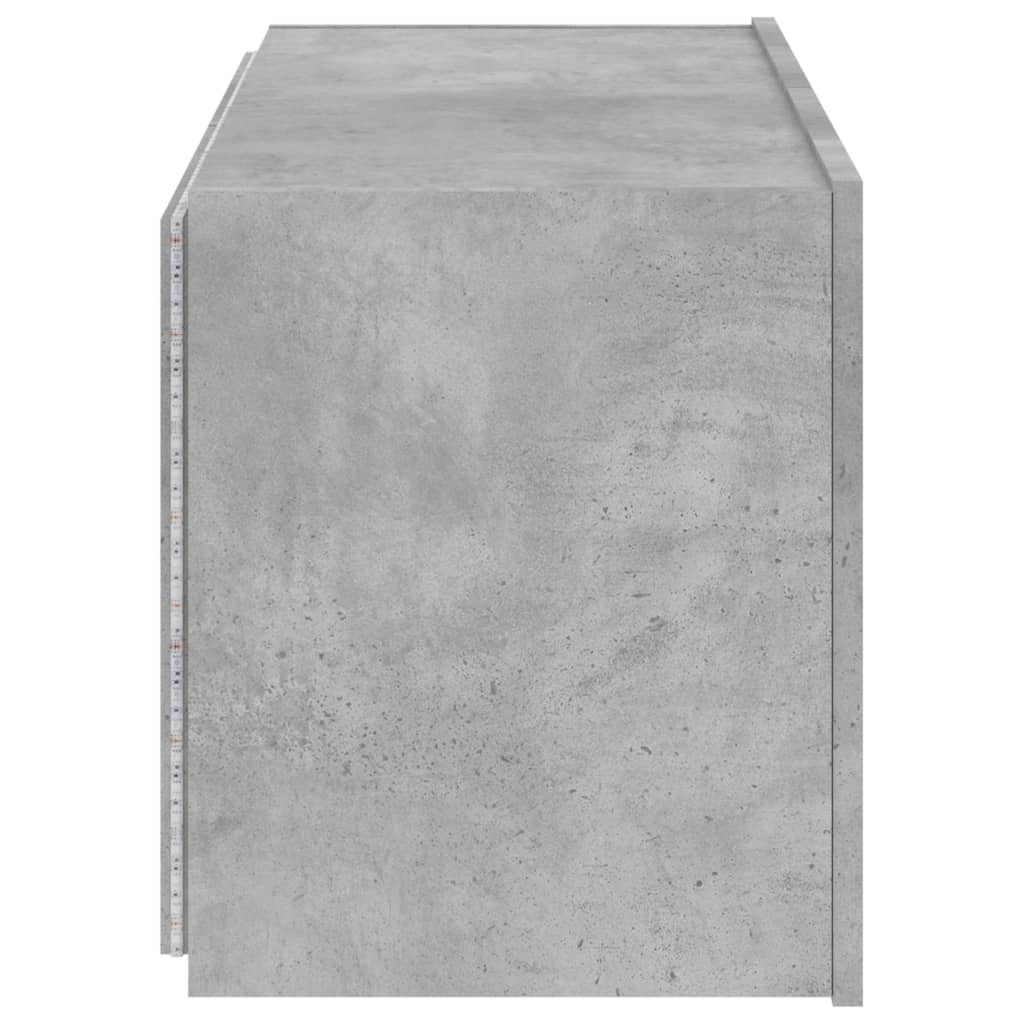 Meuble TV mural avec lumières LED gris béton 80x35x41 cm - XIOS