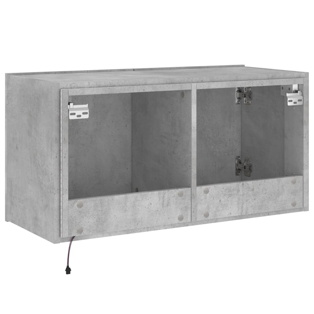 Meuble TV mural avec lumières LED gris béton 80x35x41 cm - XIOS