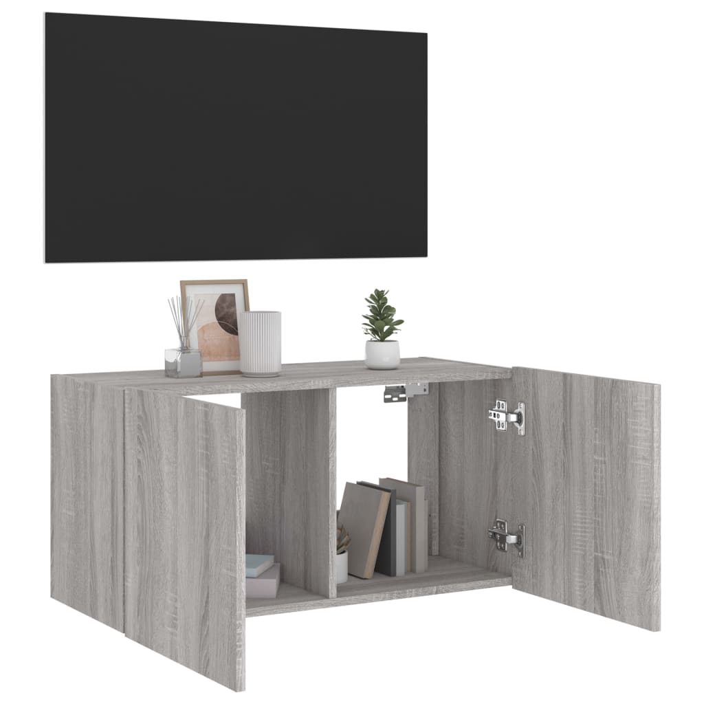 Meuble TV mural avec lumières LED sonoma gris 80x35x41 cm - XIOS