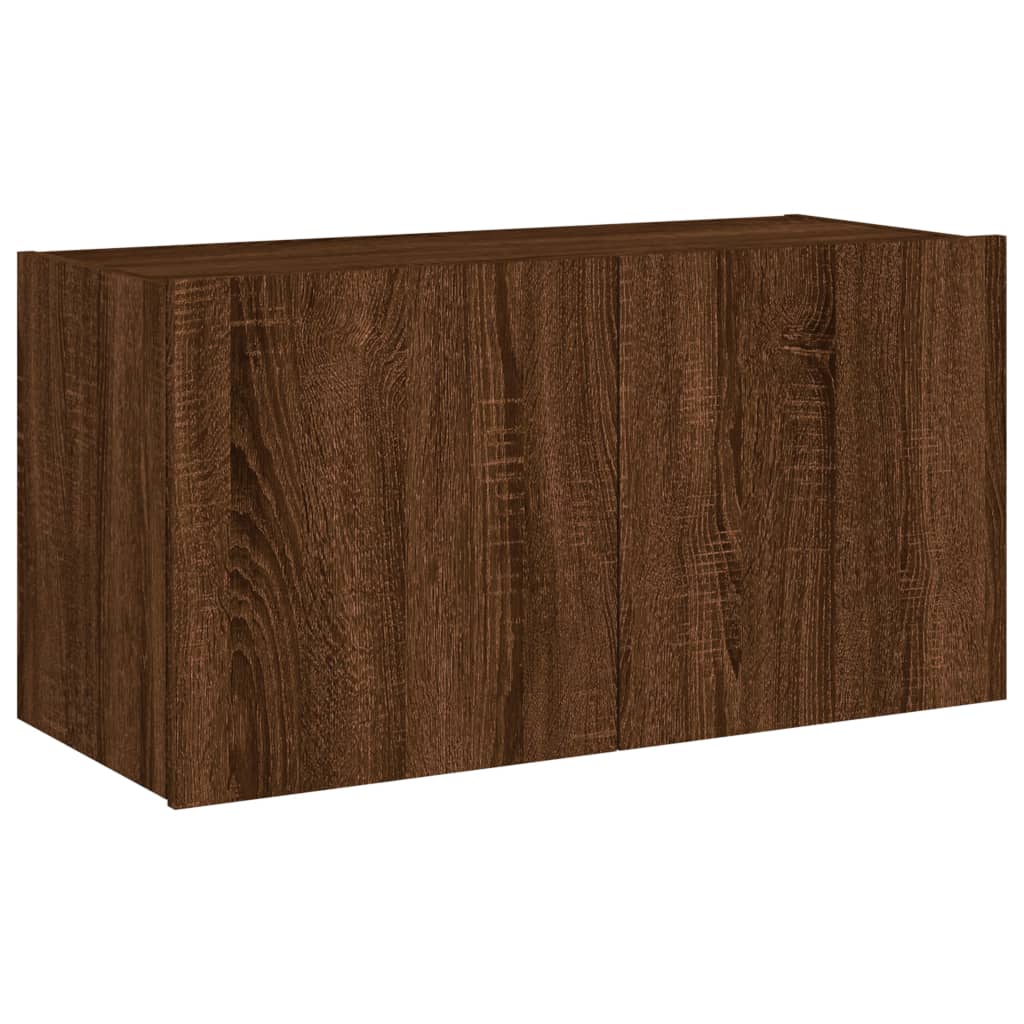 Meuble TV mural avec lumières LED chêne marron 80x35x41 cm - XIOS
