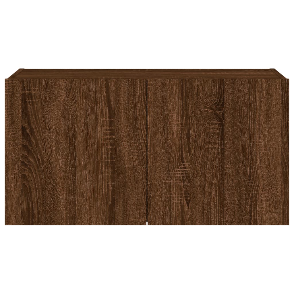 Meuble TV mural avec lumières LED chêne marron 80x35x41 cm - XIOS