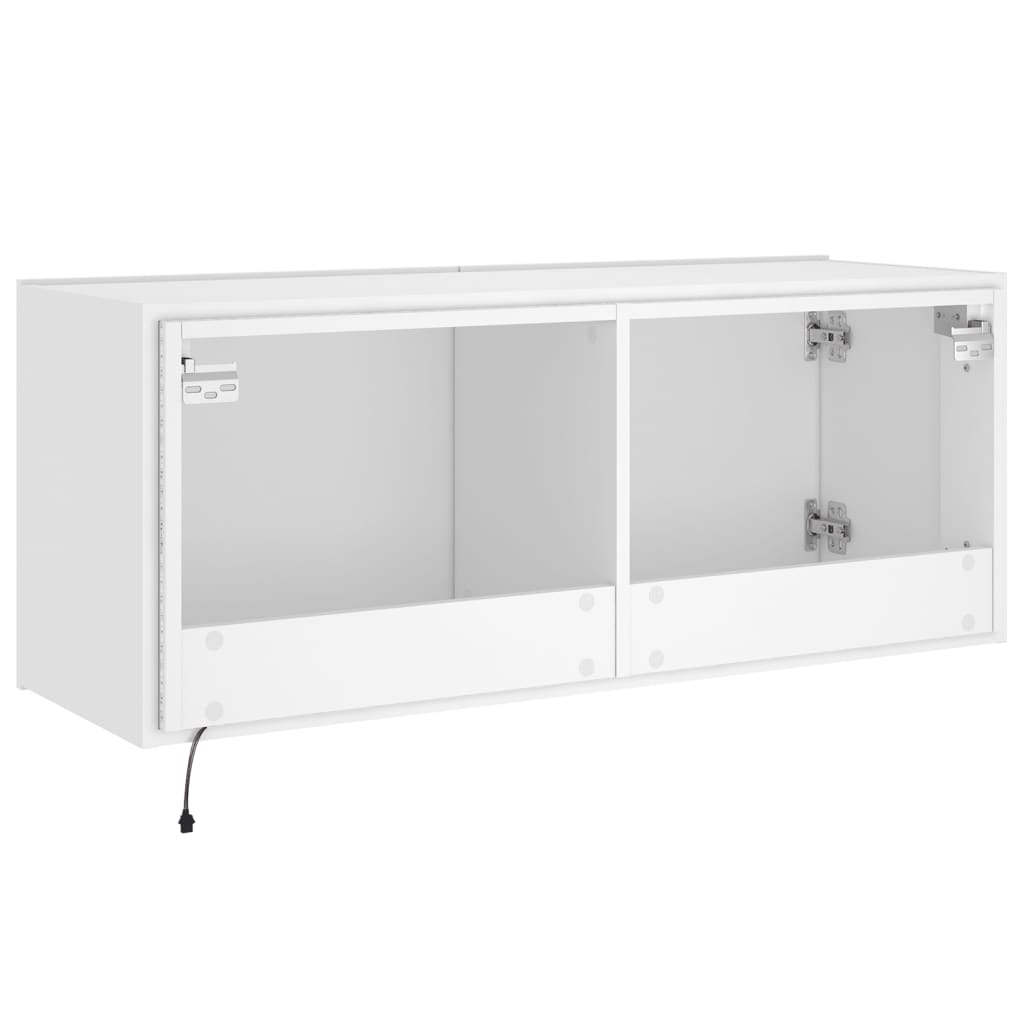 Meuble TV mural avec lumières LED blanc 100x35x41 cm - XIOS