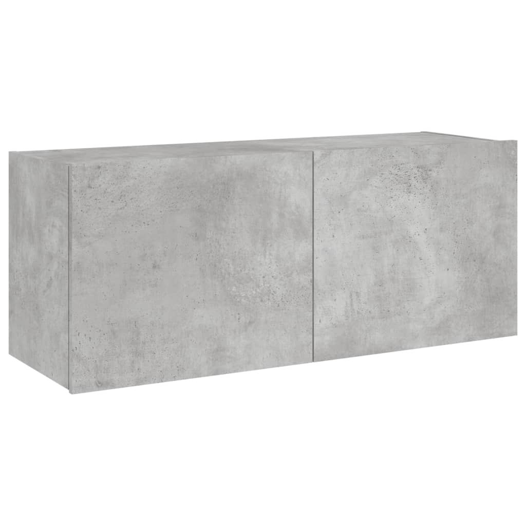 Meuble TV mural avec lumières LED gris béton 100x35x41 cm - XIOS