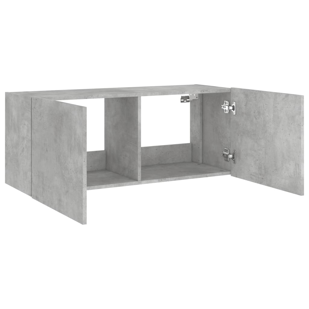 Meuble TV mural avec lumières LED gris béton 100x35x41 cm - XIOS