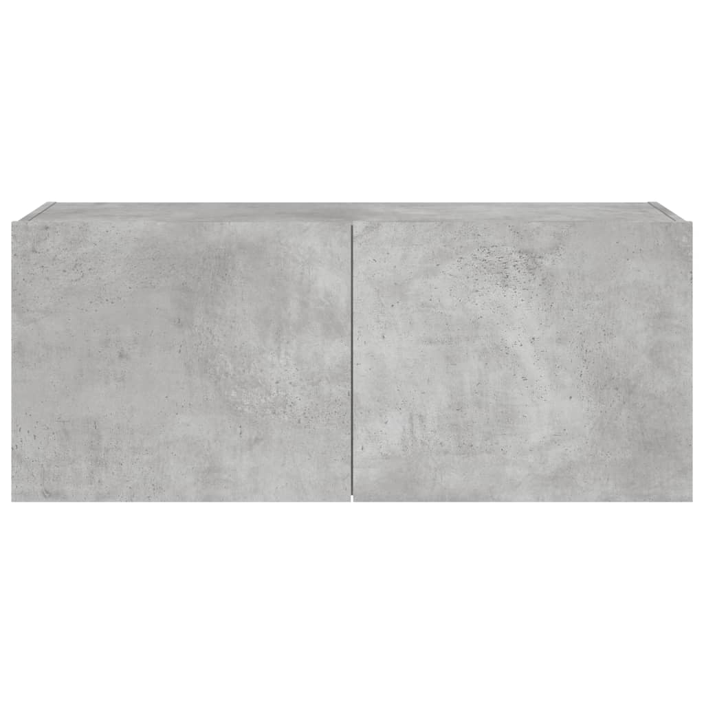Meuble TV mural avec lumières LED gris béton 100x35x41 cm - XIOS