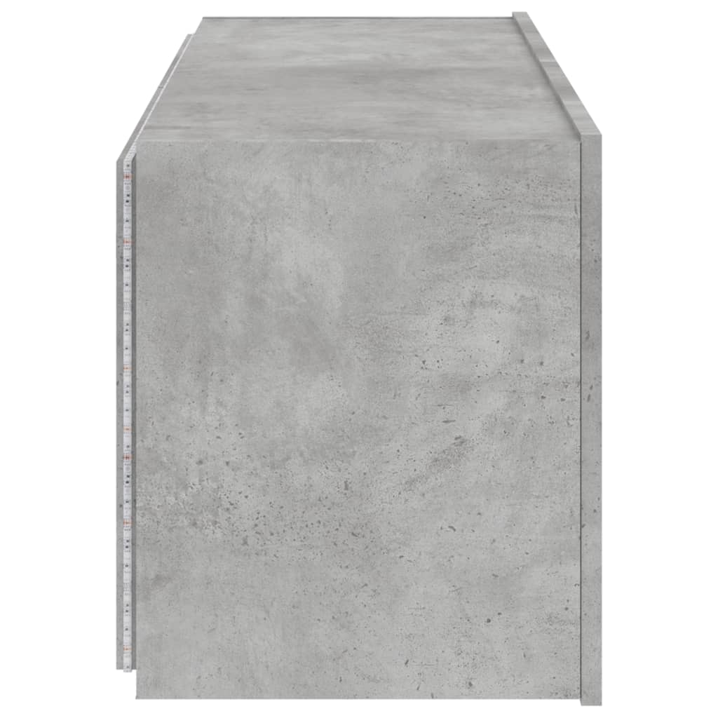 Meuble TV mural avec lumières LED gris béton 100x35x41 cm - XIOS