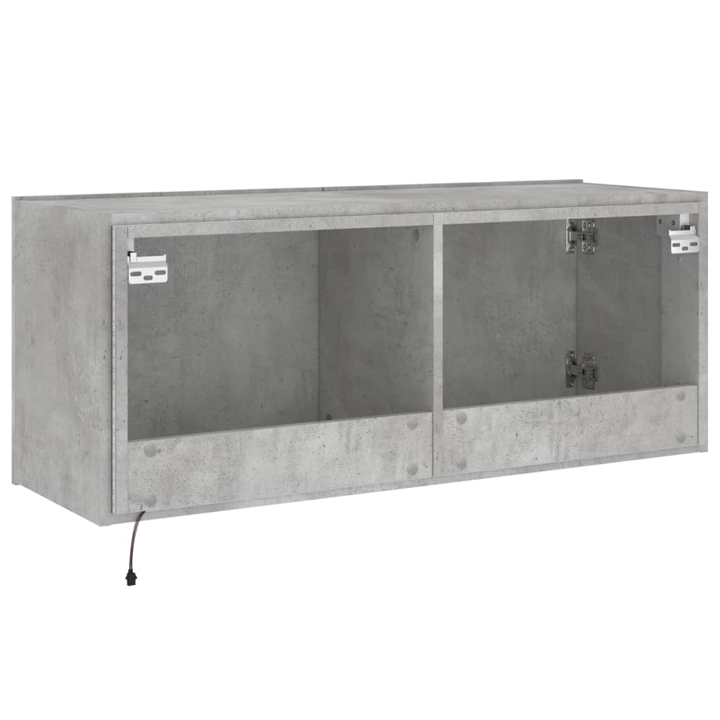Meuble TV mural avec lumières LED gris béton 100x35x41 cm - XIOS