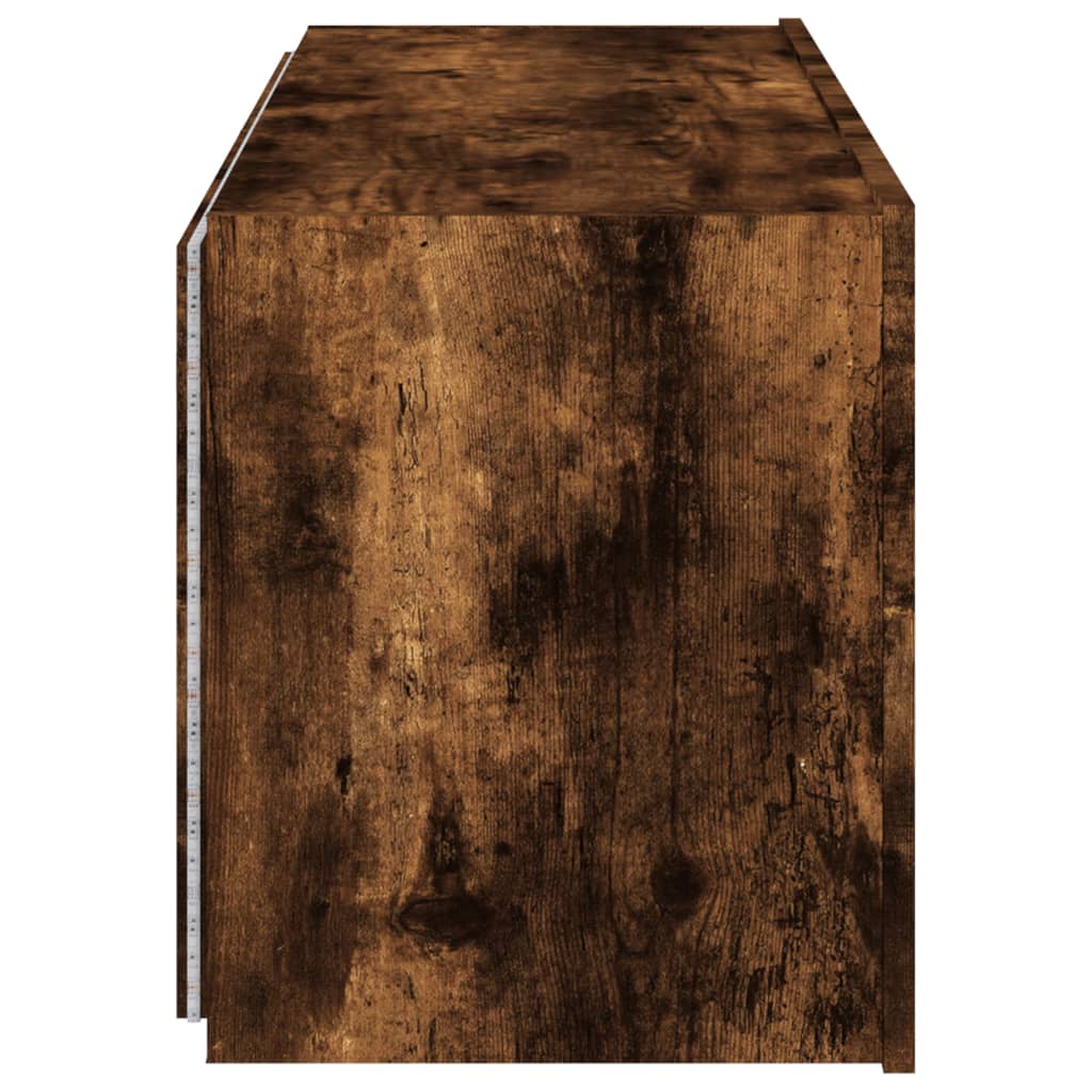 Meuble TV mural avec lumières LED chêne fumé 100x35x41 cm Meubles TV vidaXL   