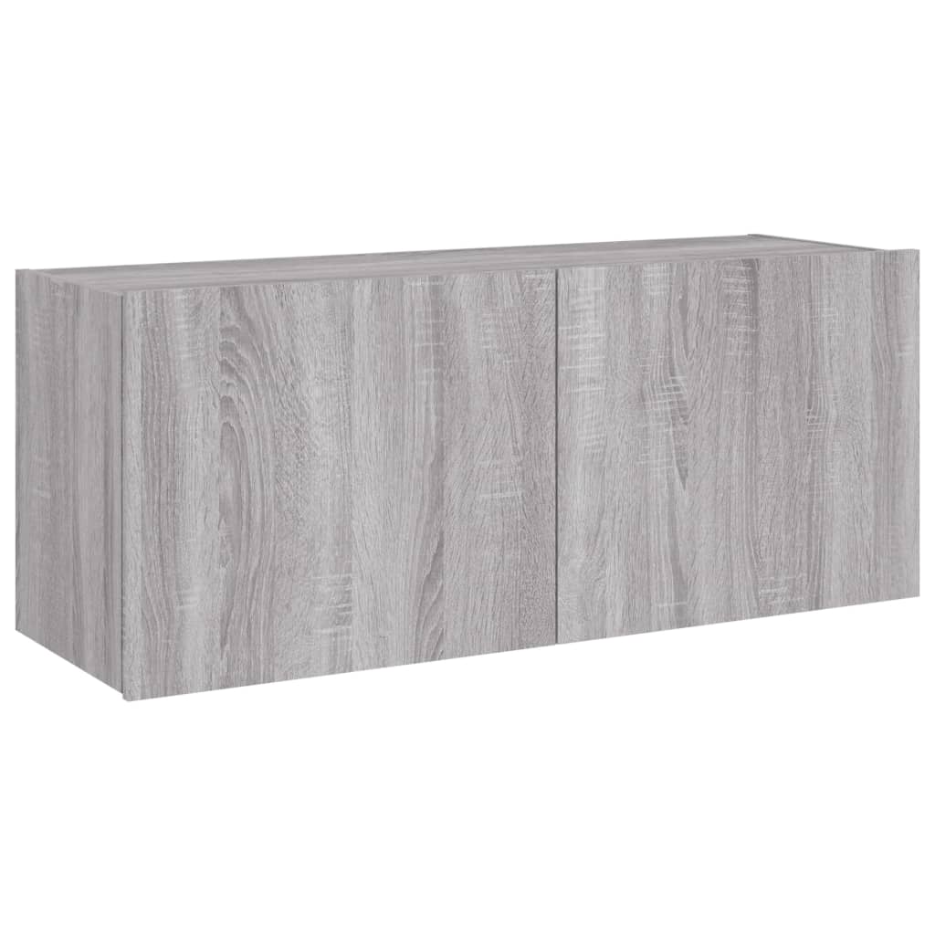 Meuble TV mural avec lumières LED sonoma gris 100x35x41 cm - XIOS