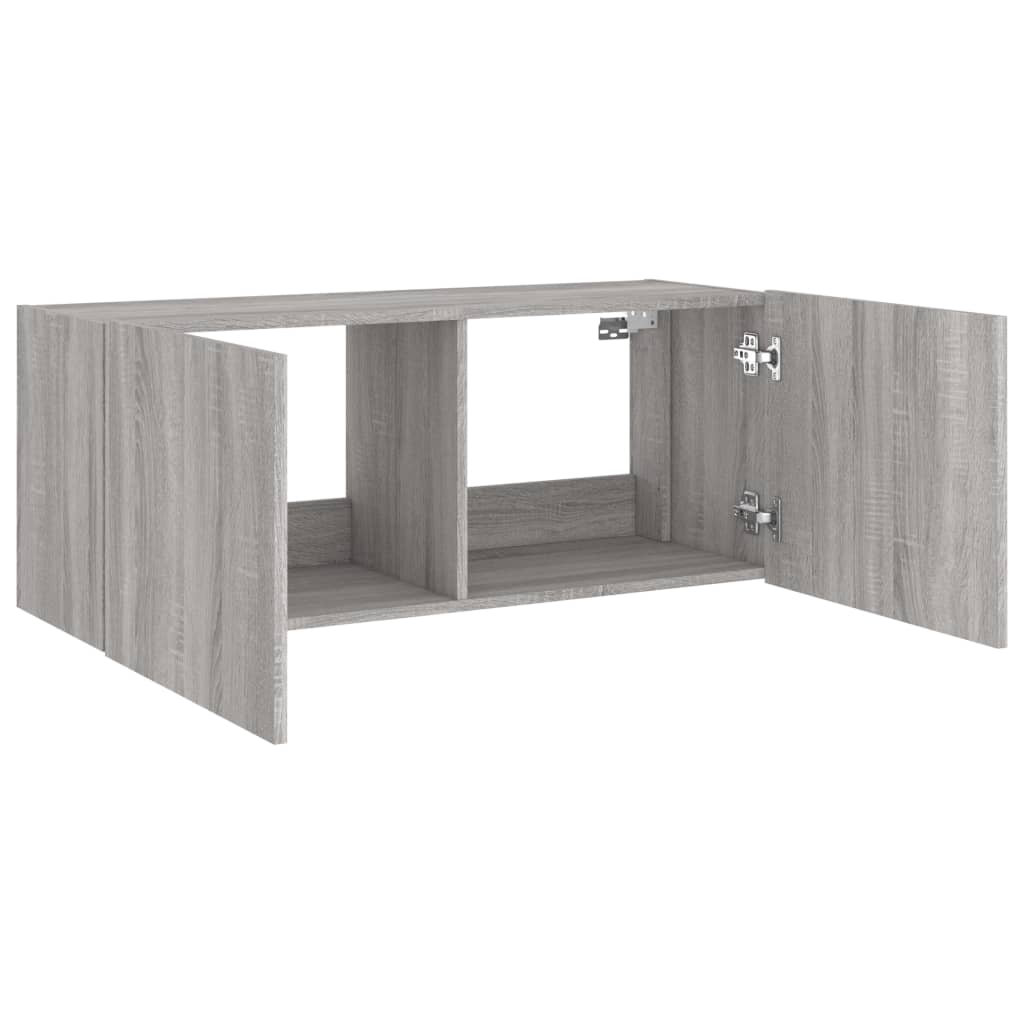 Meuble TV mural avec lumières LED sonoma gris 100x35x41 cm - XIOS