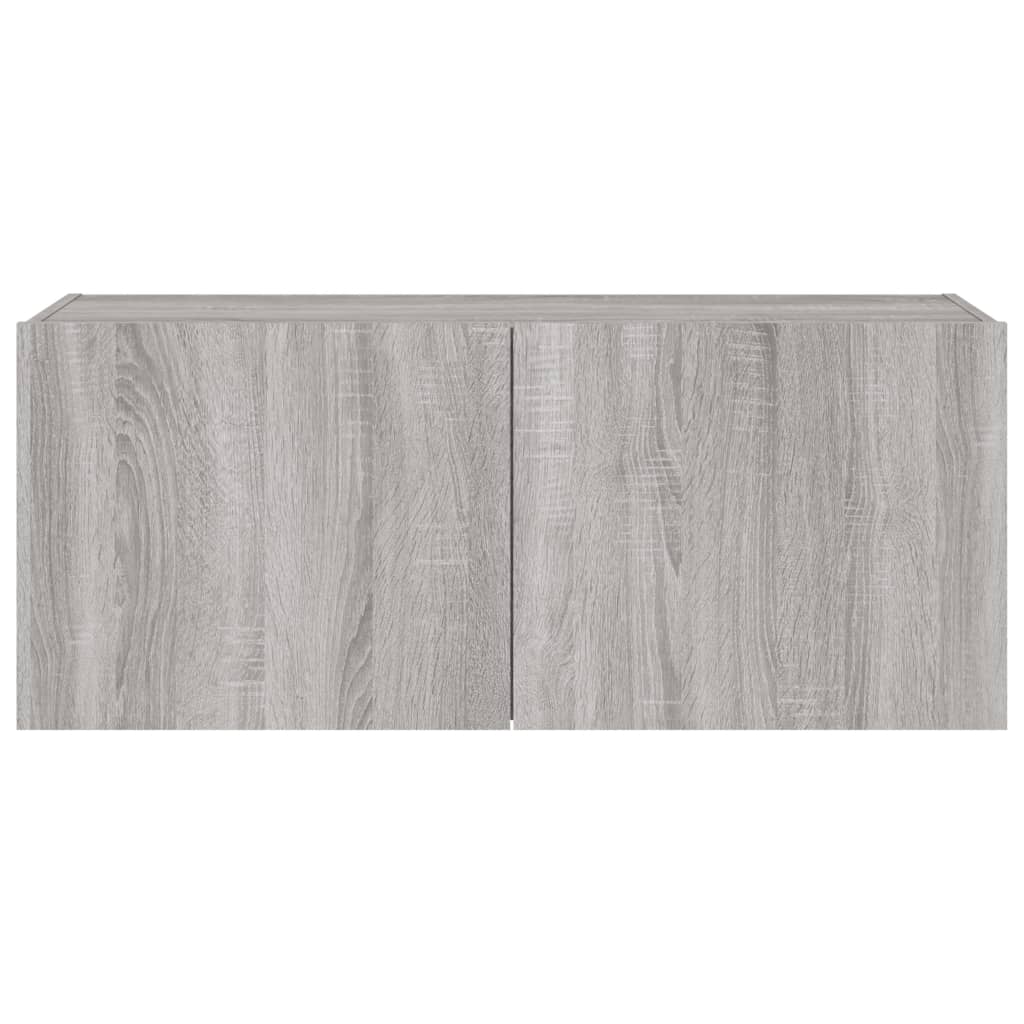 Meuble TV mural avec lumières LED sonoma gris 100x35x41 cm - XIOS