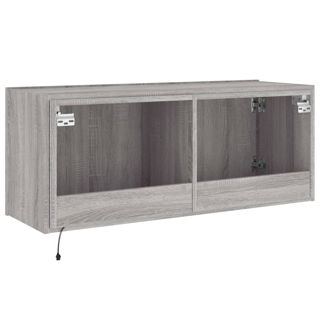 Meuble TV mural avec lumières LED sonoma gris 100x35x41 cm - XIOS