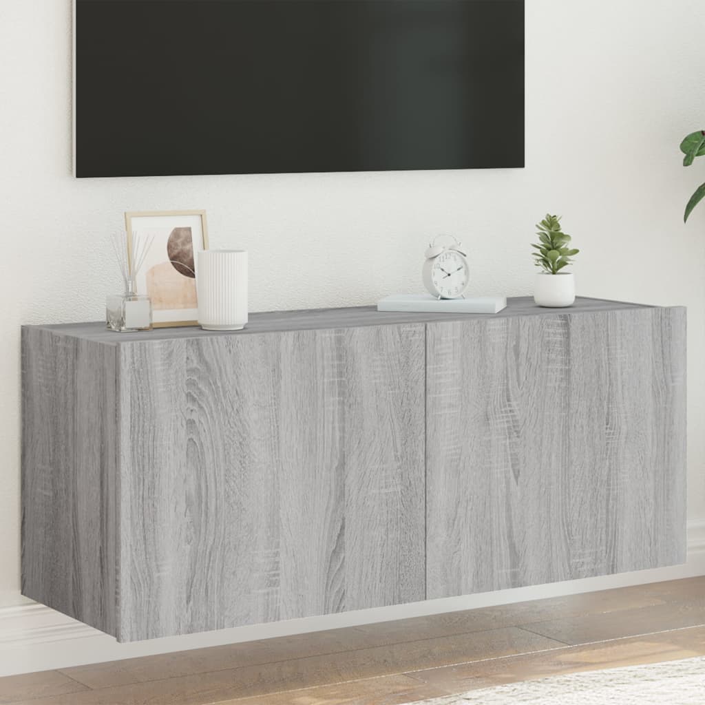 Meuble TV mural avec lumières LED sonoma gris 100x35x41 cm - XIOS