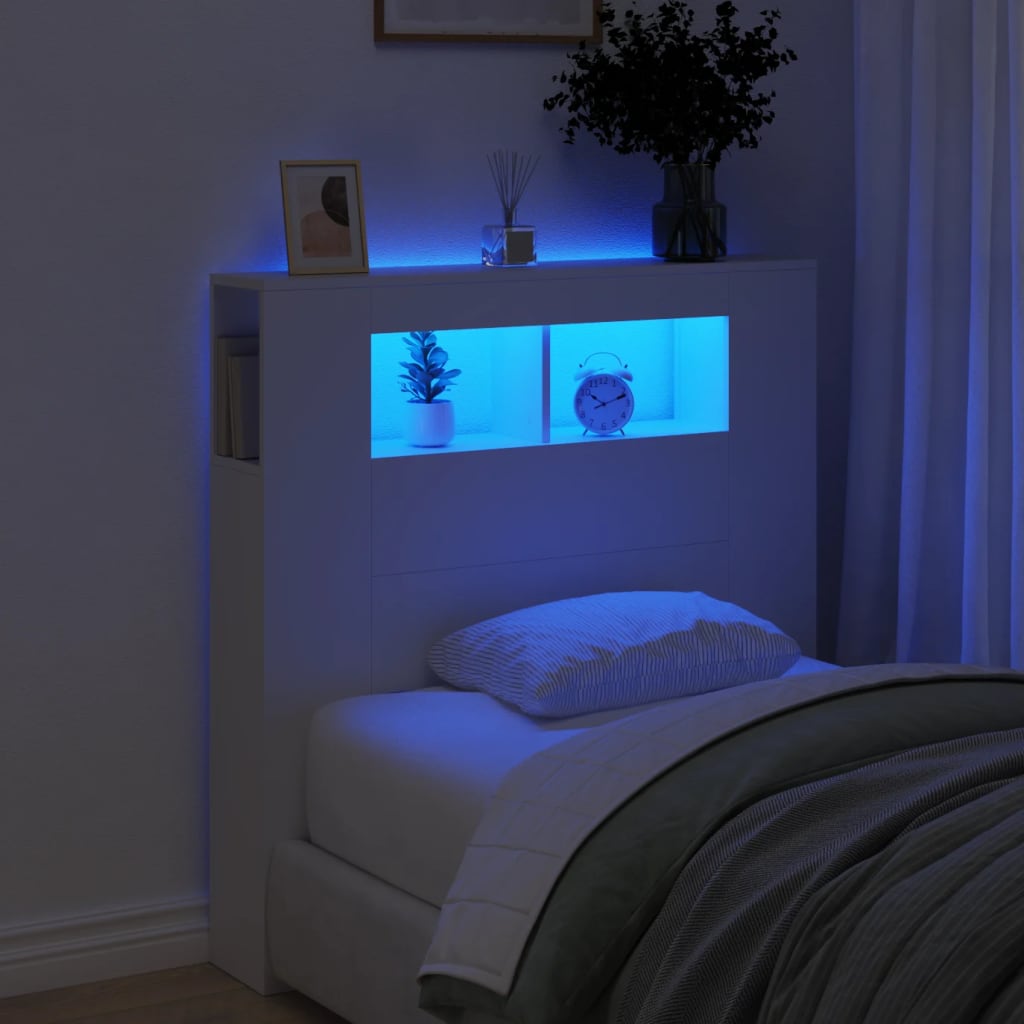 Tête de lit à LED blanc 100x18,5x103,5 cm bois d'ingénierie - XIOS