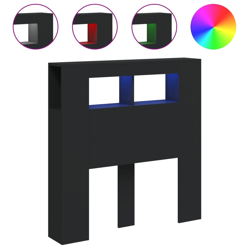 Tête de lit à LED noir 100x18,5x103,5 cm bois d'ingénierie - XIOS