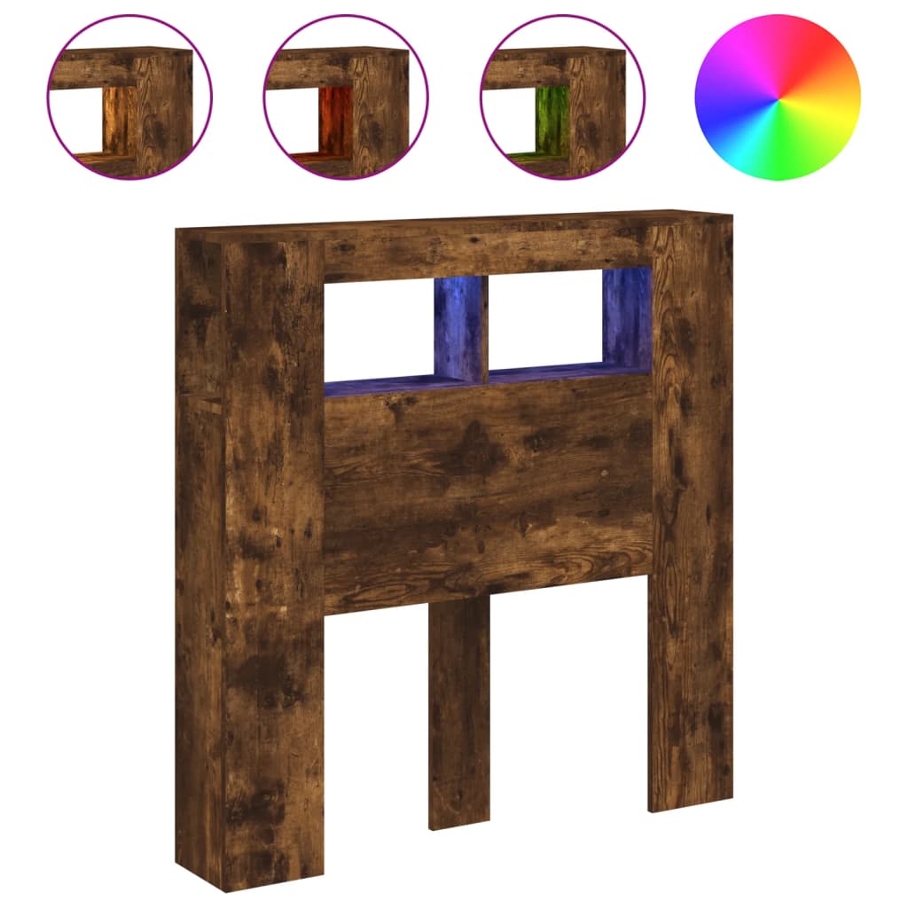 Tête de lit à LED chêne fumé 100x18,5x103,5cm bois d'ingénierie - XIOS
