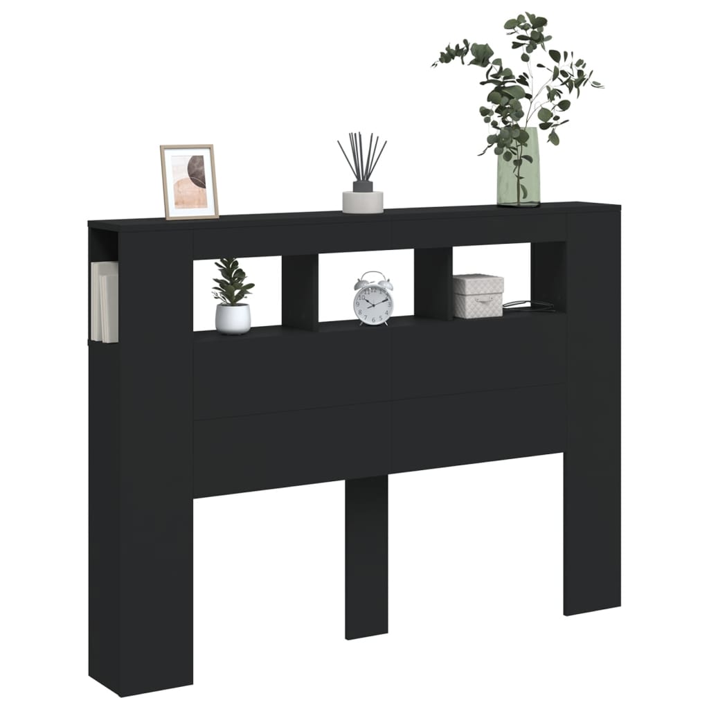 Tête de lit à LED noir 140x18,5x103,5 cm bois d'ingénierie - XIOS