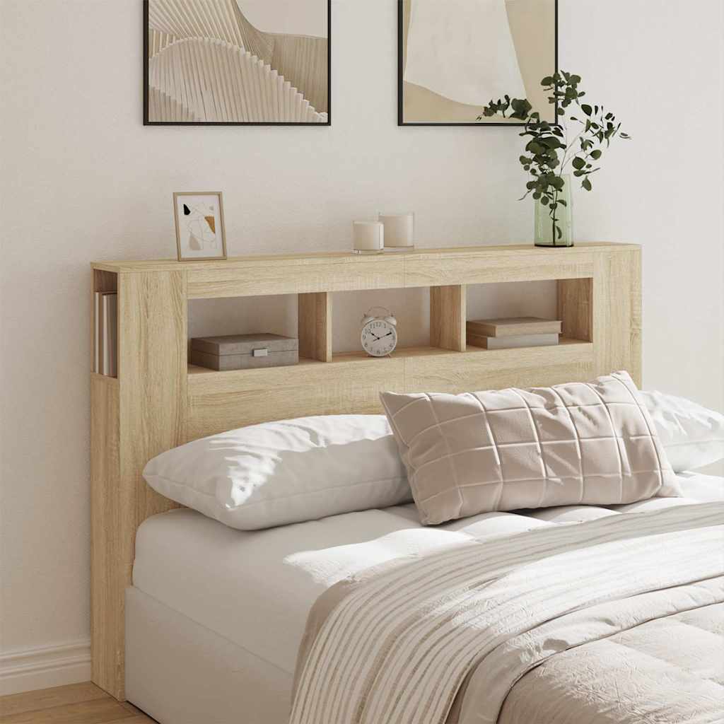 Tête de lit à LED chêne sonoma 160x18,5x103,5cm bois ingénierie - XIOS