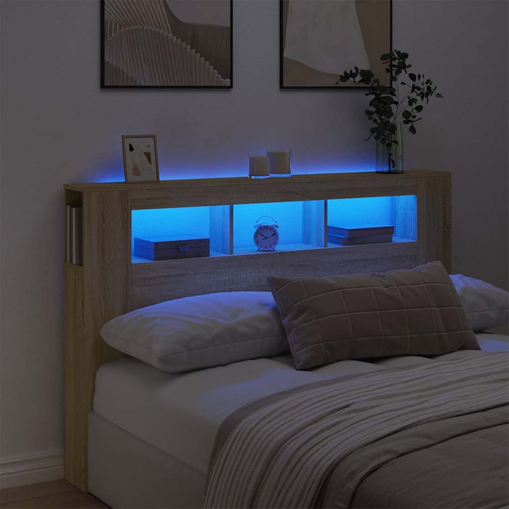 Tête de lit à LED chêne sonoma 160x18,5x103,5cm bois ingénierie - XIOS