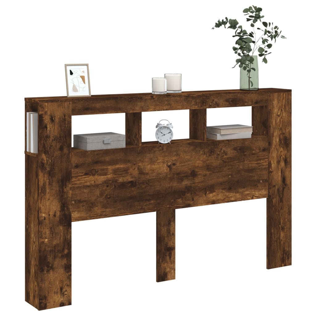 Tête de lit à LED chêne fumé 160x18,5x103,5cm bois d'ingénierie - XIOS