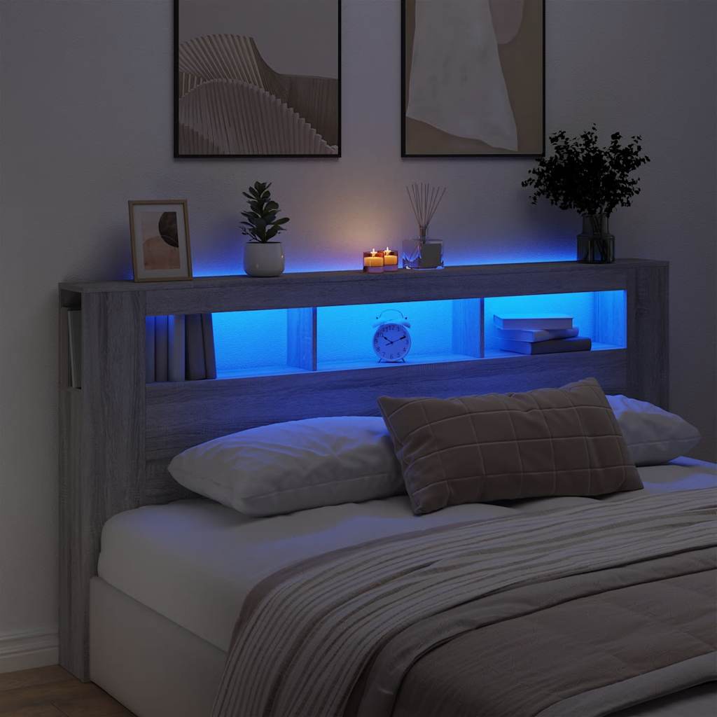 Tête de lit à LED sonoma gris 200x18,5x103,5 cm bois ingénierie - XIOS