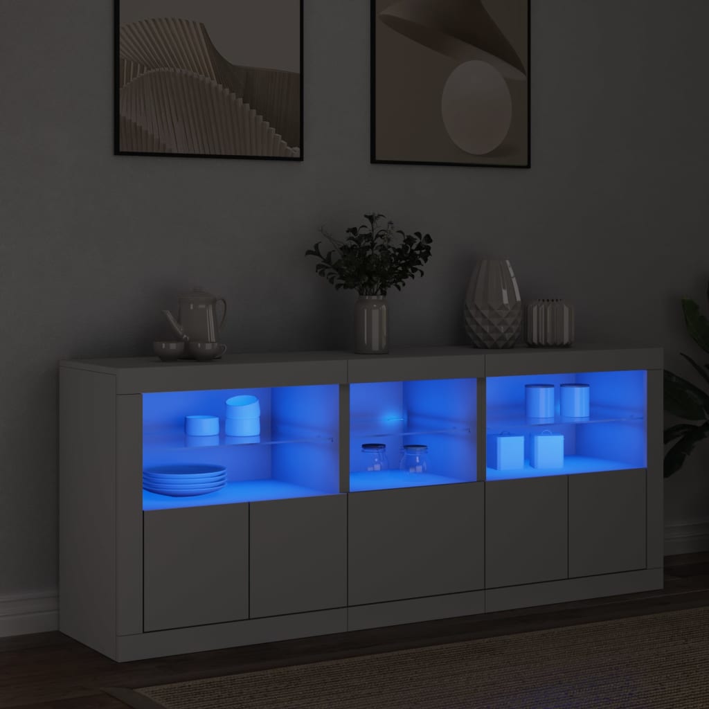 Buffet avec lumières LED blanc 162x37x67 cm - XIOS