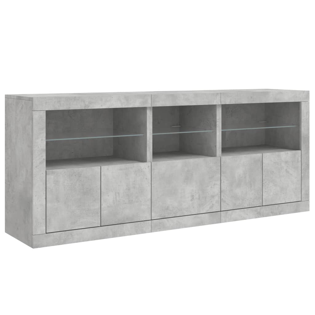 Buffet avec lumières LED gris béton 162x37x67 cm - XIOS
