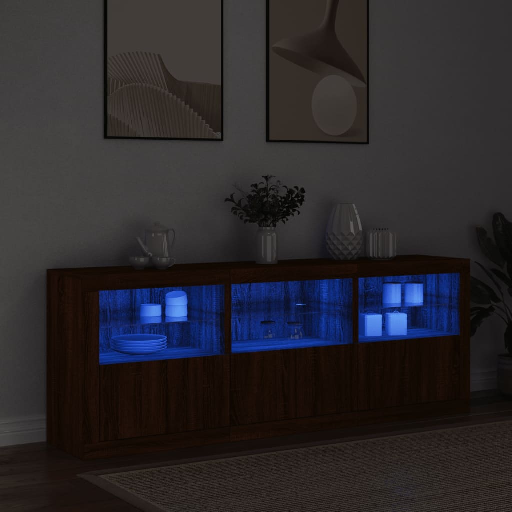 Buffet avec lumières LED chêne marron 181,5x37x67 cm - XIOS