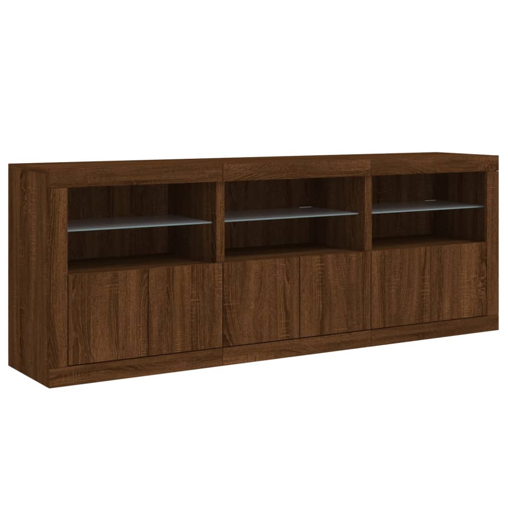 Buffet avec lumières LED chêne marron 181,5x37x67 cm - XIOS