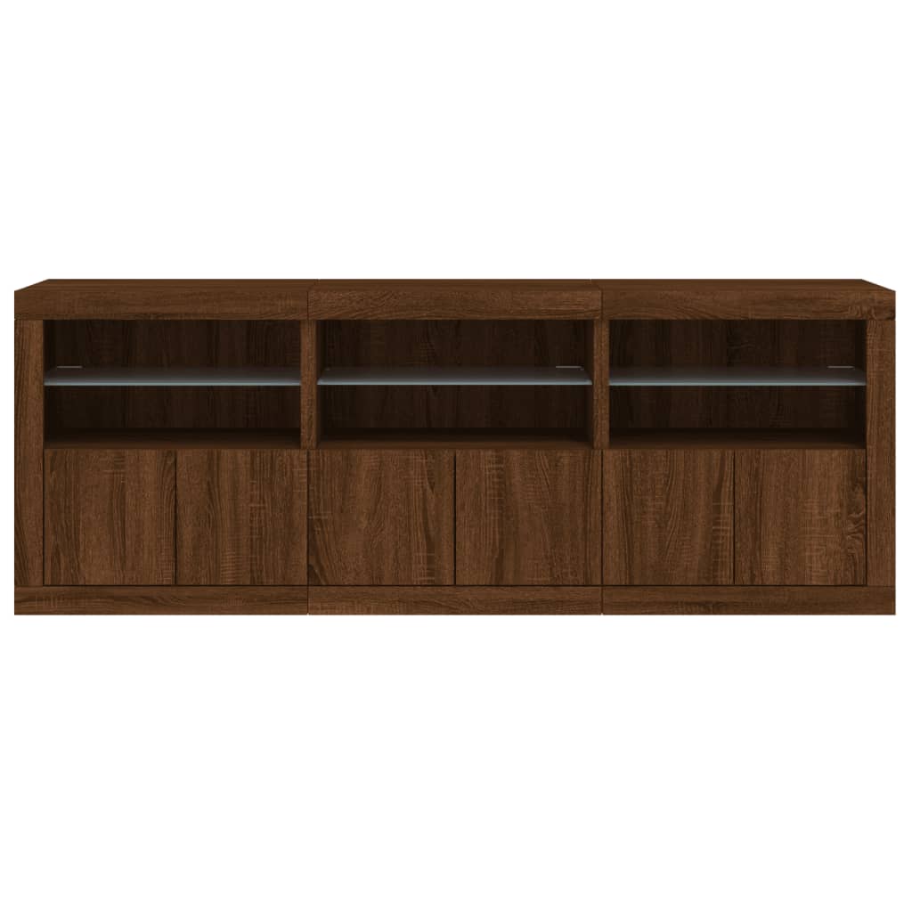 Buffet avec lumières LED chêne marron 181,5x37x67 cm - XIOS