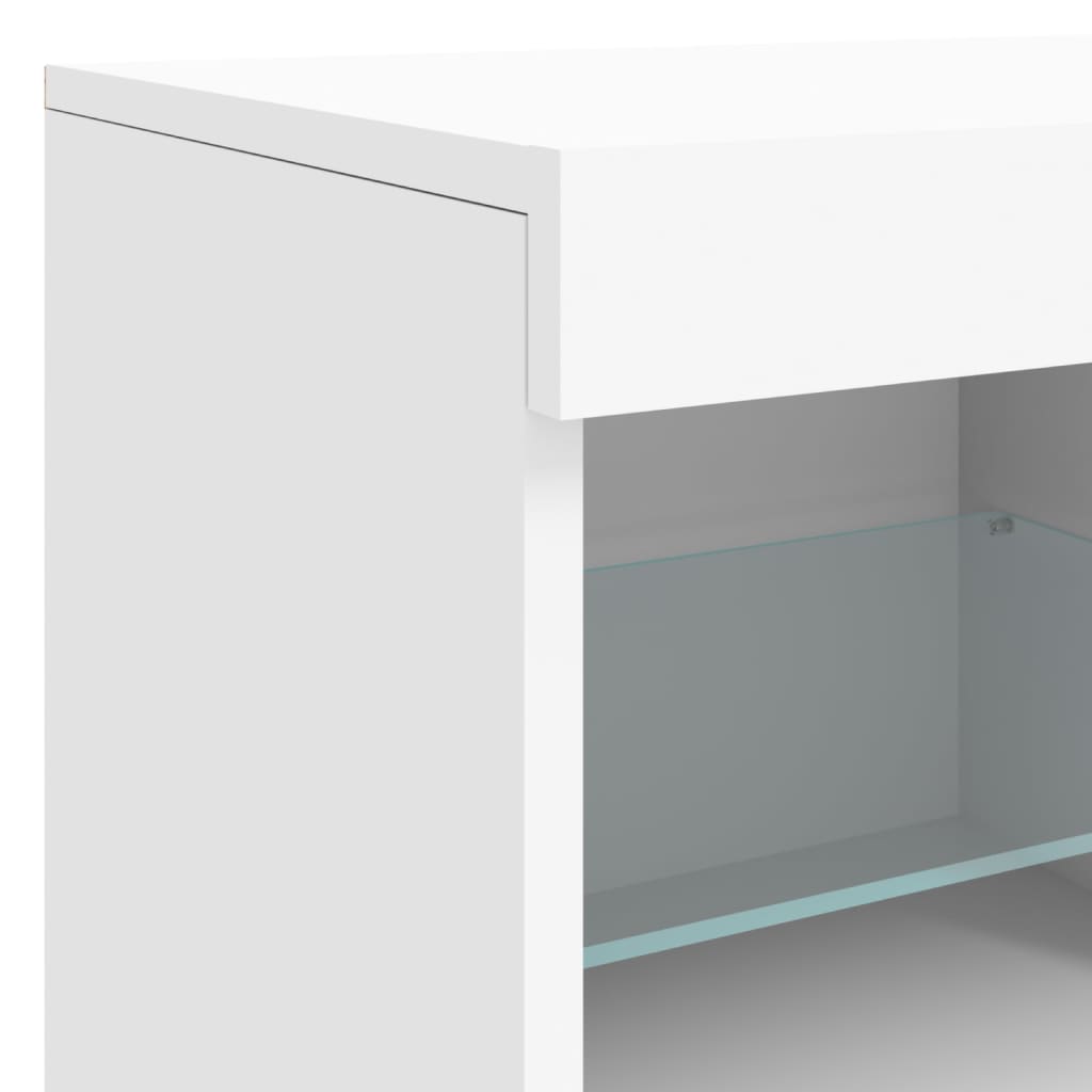 Buffet avec lumières LED blanc 202x37x67 cm