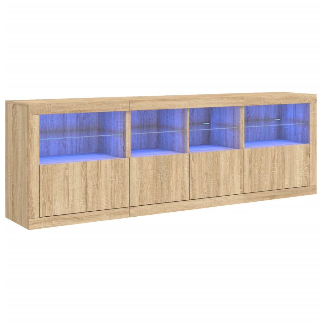 Buffet avec lumières LED chêne sonoma 202x37x67 cm Buffets & bahuts vidaXL