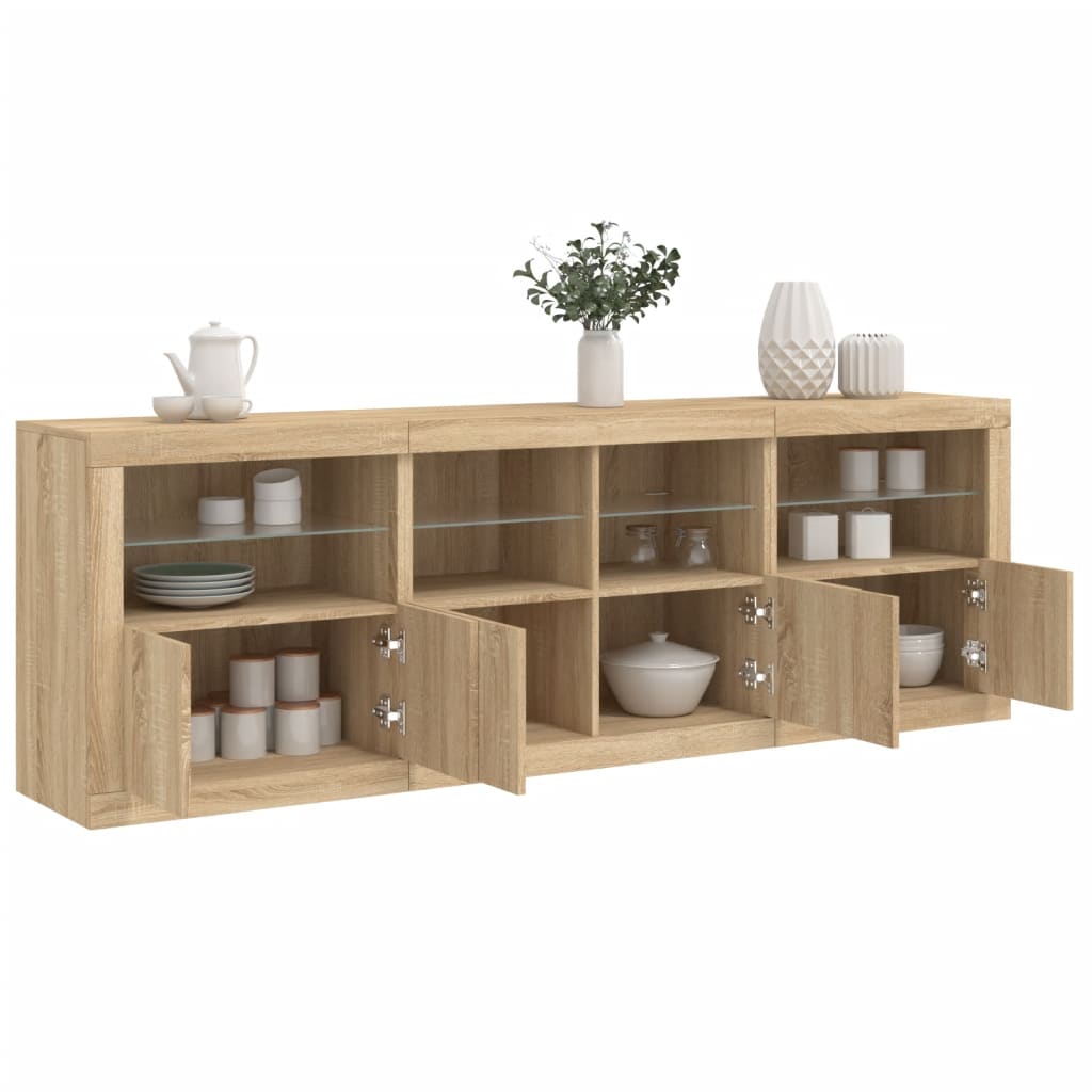 Buffet avec lumières LED chêne sonoma 202x37x67 cm Buffets & bahuts vidaXL