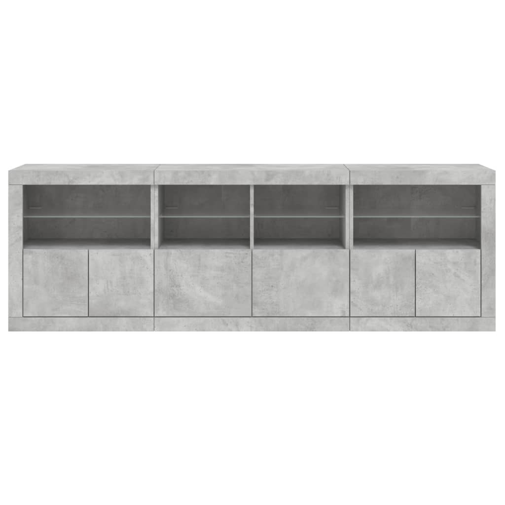 Buffet avec lumières LED gris béton 202x37x67 cm - XIOS