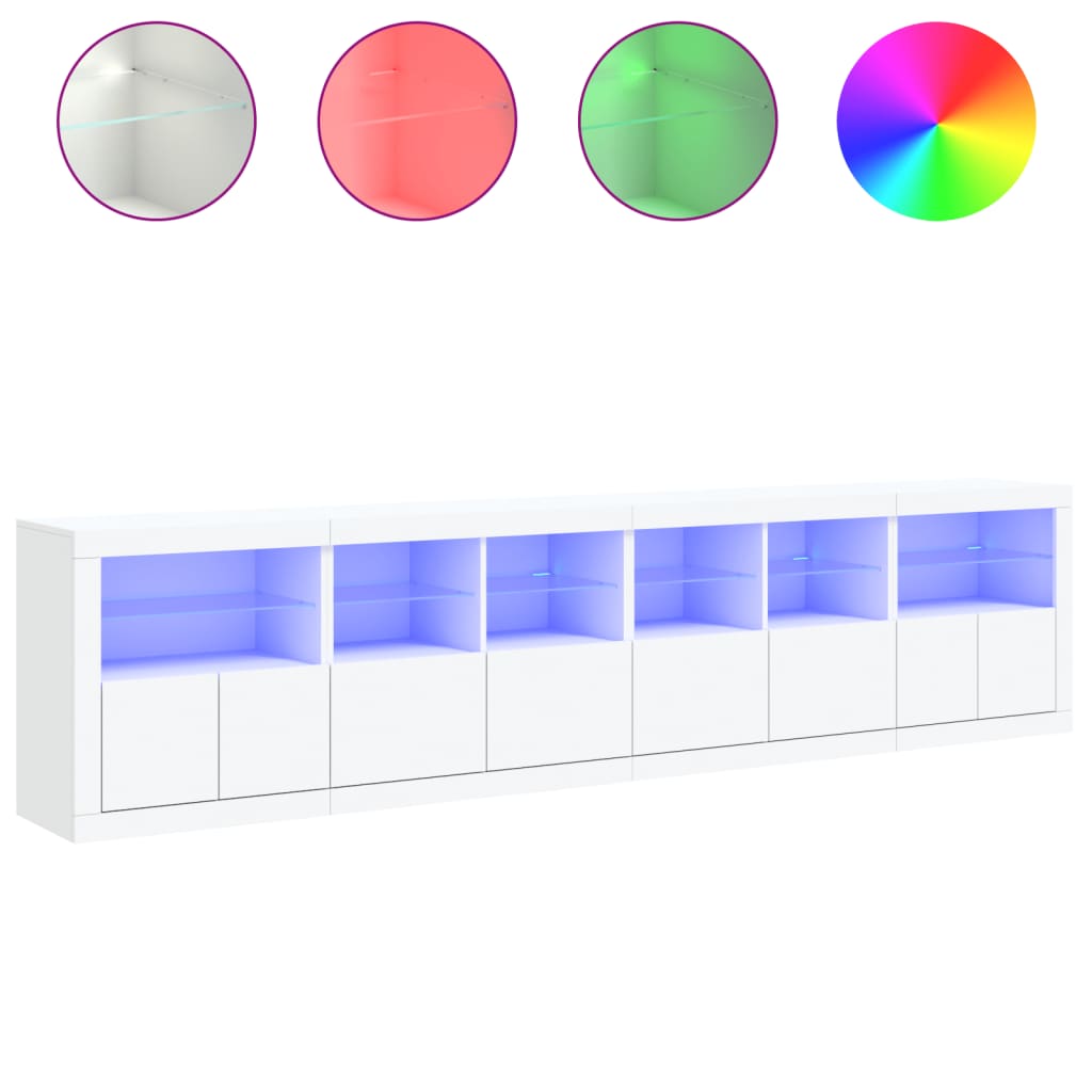 Buffet avec lumières LED blanc 283x37x67 cm - XIOS