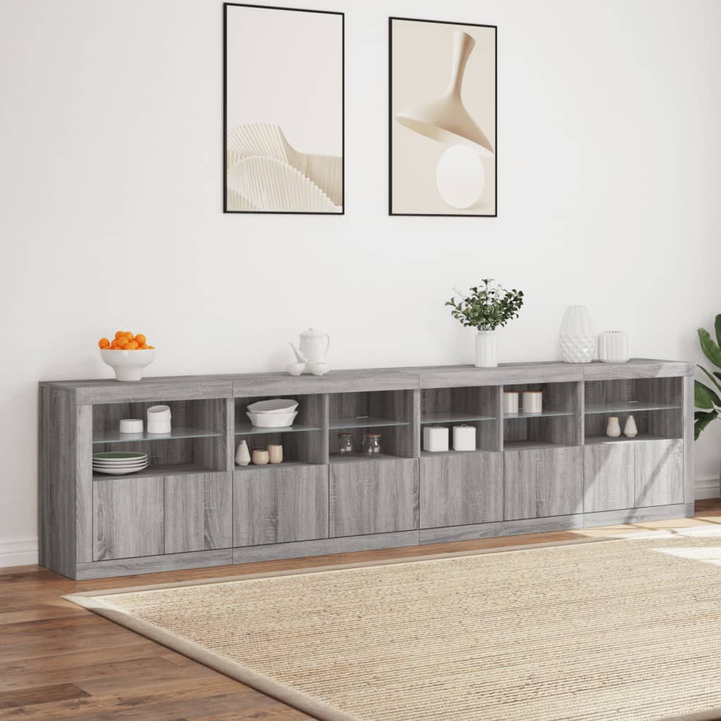 Buffet avec lumières LED sonoma gris 283x37x67 cm - XIOS