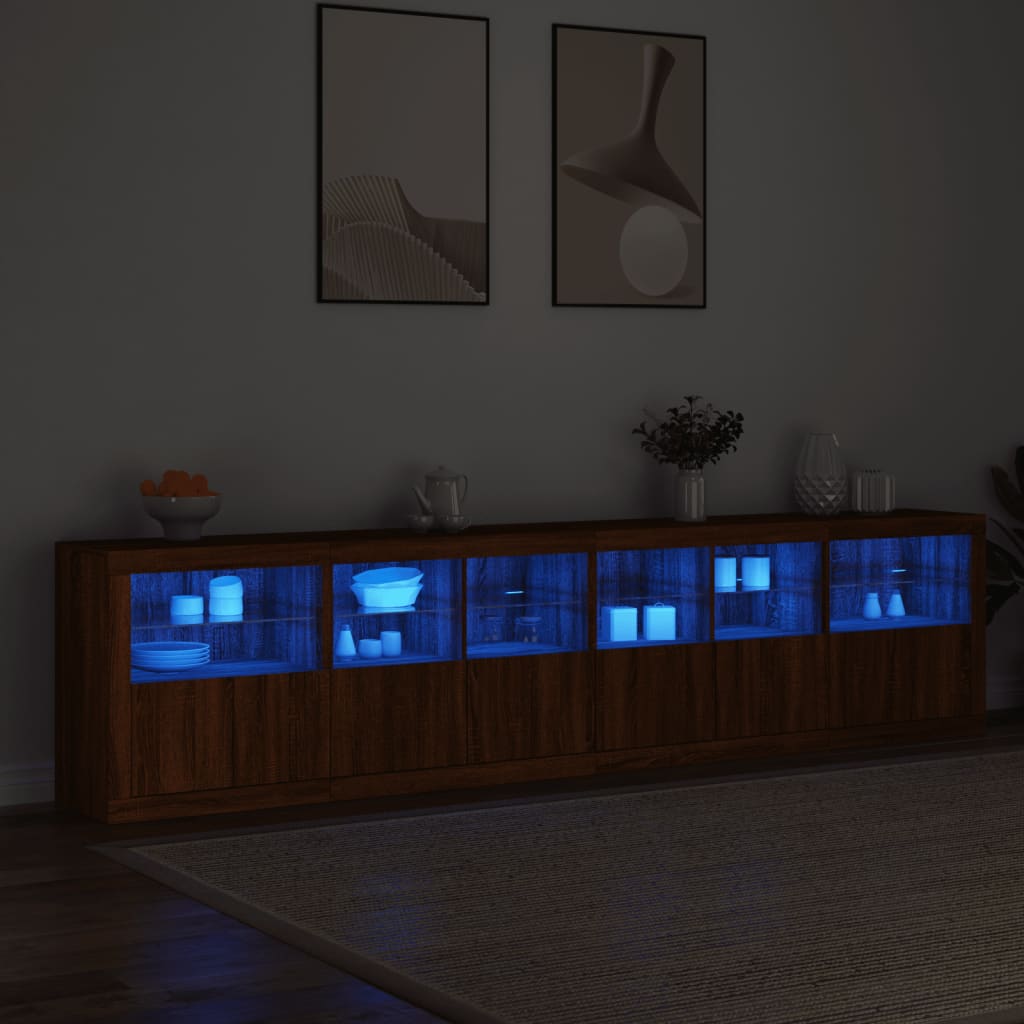 Buffet avec lumières LED chêne marron 283x37x67 cm - XIOS