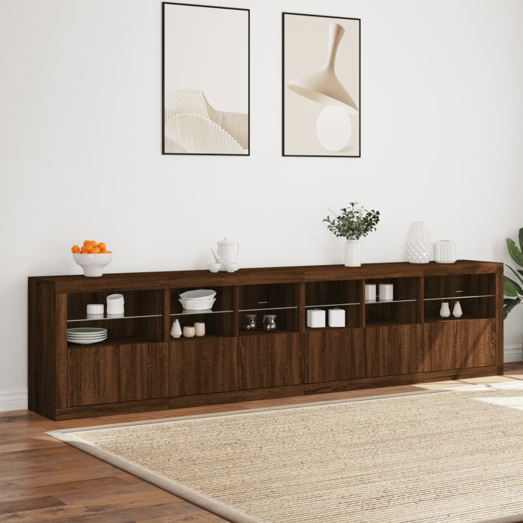 Buffet avec lumières LED chêne marron 283x37x67 cm - XIOS