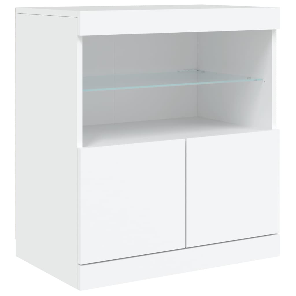 Buffet avec lumières LED blanc 283x37x67 cm