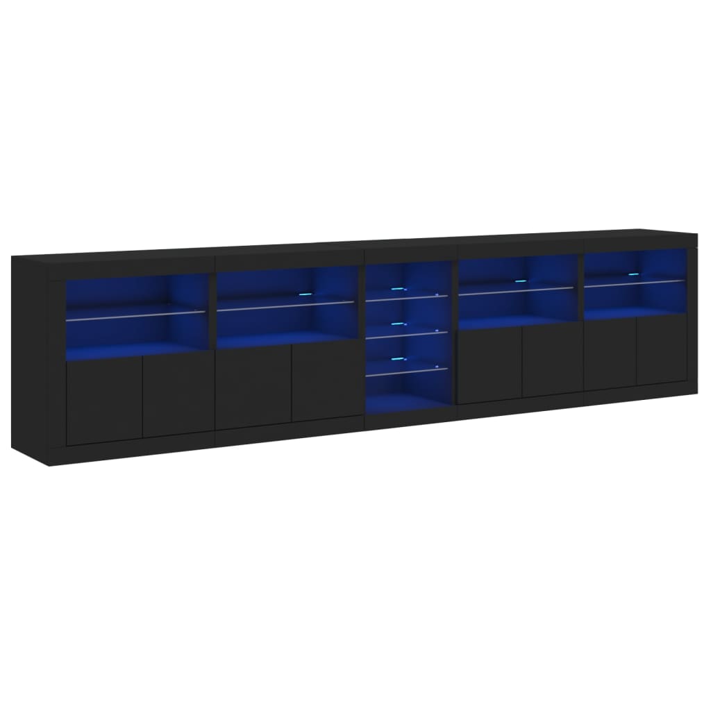 Buffet avec lumières LED noir 283x37x67 cm Buffets & bahuts vidaXL