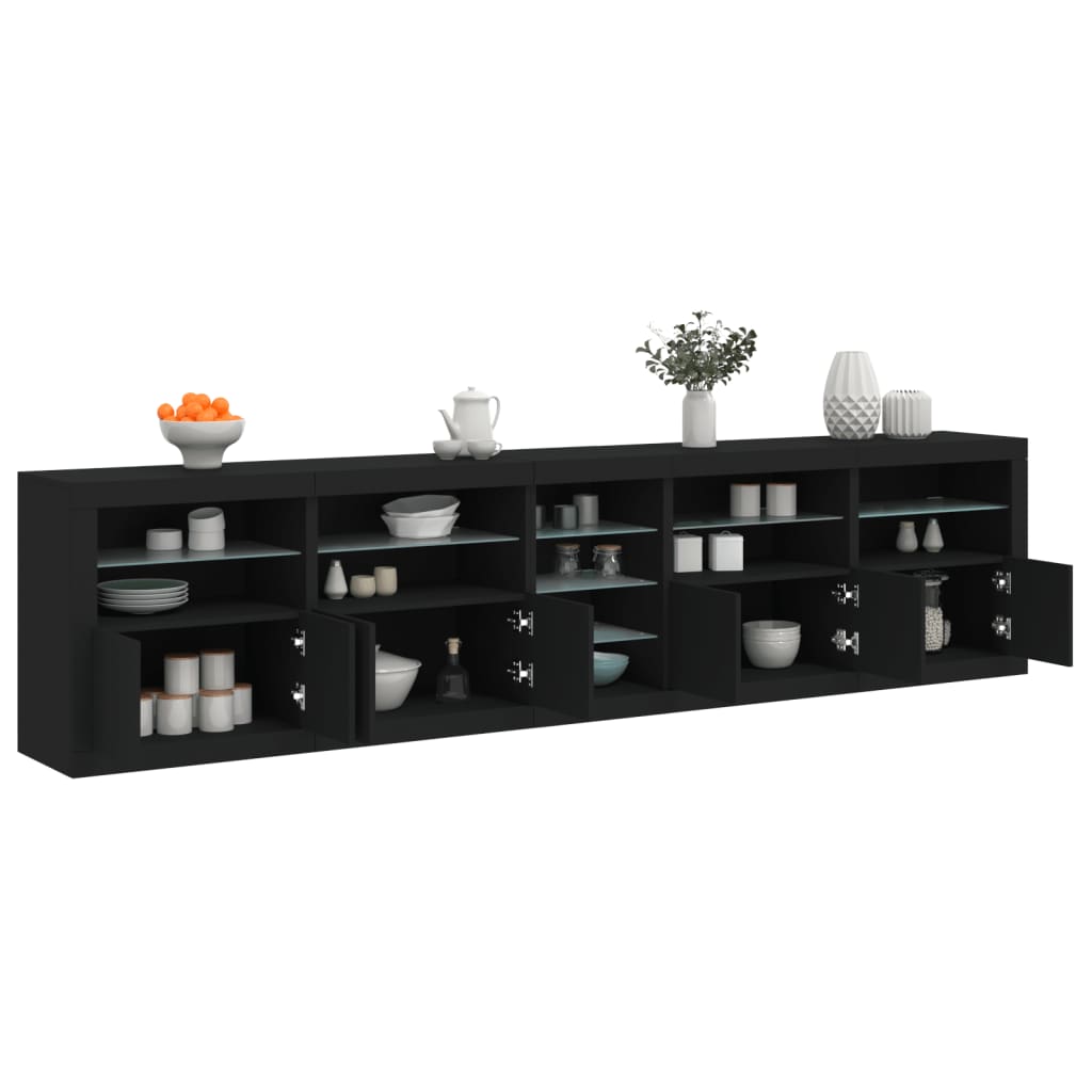 Buffet avec lumières LED noir 283x37x67 cm Buffets & bahuts vidaXL
