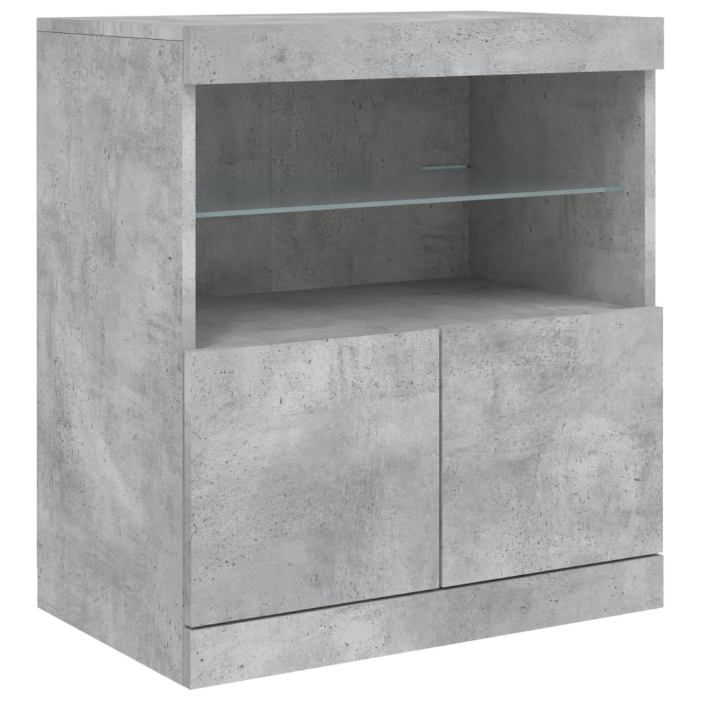 Buffet avec lumières LED gris béton 283x37x67 cm